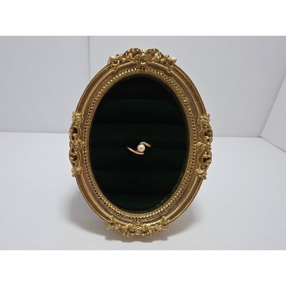 Vintage 18K Electroplated Gold Bypass Faux Pearl Ring Size 7.75